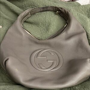 Gucci Taupe Leather Hobo Bag